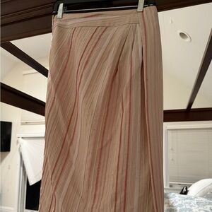 MM Lafleur Beige and Red Striped Midi Skirt
